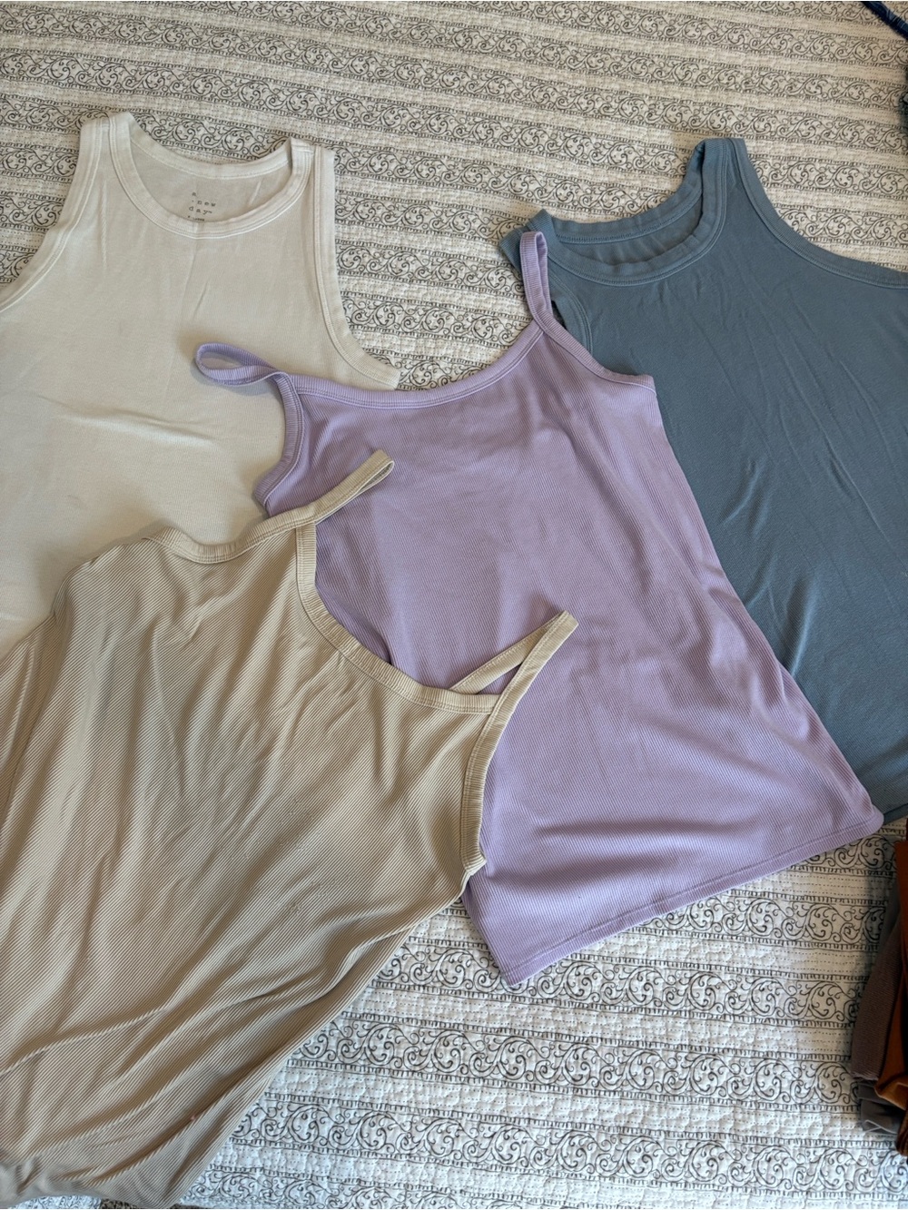 Women's Ribbed Tank Top Bundle - Lavender, Cream, White, Slate